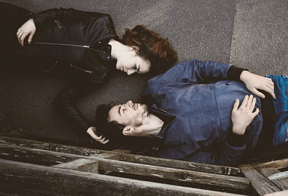 a couple lying down